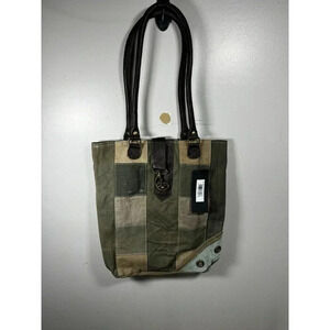 Vintage Addiction Patchwork Tote Canvas & Leather Tote Bag Purse